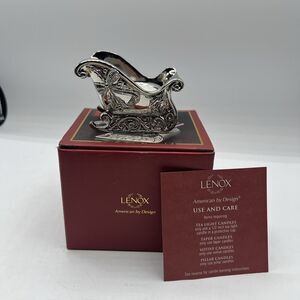 Lenox Silver Plated Sleigh Votive Tea Candle Light Christmas New open Box